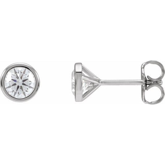 14K Yellow Or White Gold Round Si1-Si2, Gh Friction Back Bezel Polished Lab-Grown Diamond Cocktail-Style Earrings