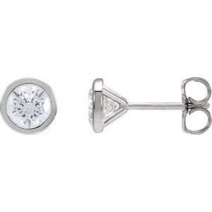 14K White Gold Round 5.2Mm Si2-Si3, G-H 1 Ctw Natural Diamond Cocktail-Style Bezel-set Friction Back Earrings