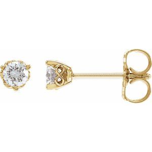 14K Yellow Gold Round 3Mm Si1-Si2, Gh 1/5 Ctw Lab-Grown Diamond 3-Prong Friction Back Infinity-Inspired Earrings