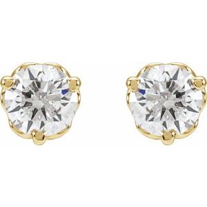 14K Yellow Gold Round 3.5Mm Si1-Si2, Gh 1/3 Ctw Lab-Grown Diamond 3-Prong Friction Back Infinity-Inspired Earrings