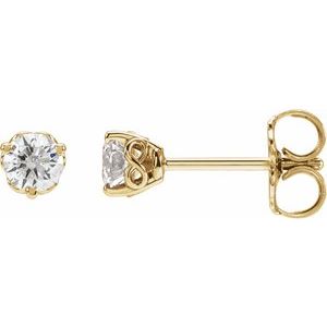 14K Yellow Gold Round 3.5Mm Si1-Si2, Gh 1/3 Ctw Lab-Grown Diamond 3-Prong Friction Back Infinity-Inspired Earrings