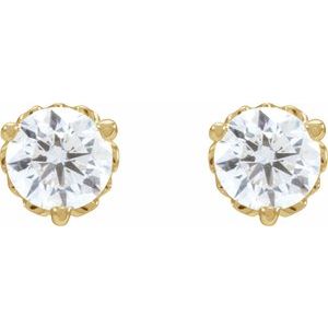 14K Yellow Gold Round 3.5Mm Si1-Si2, Gh 1/3 Ctw Lab-Grown Diamond 3-Prong Vintage-Inspired Friction Back Earrings