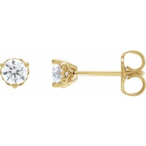 14K Yellow Gold Round 3.5Mm Si1-Si2, Gh 1/3 Ctw Lab-Grown Diamond 3-Prong Vintage-Inspired Friction Back Earrings