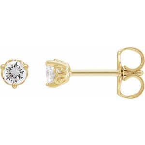 14K Yellow Gold Round 3Mm Si1-Si2, Gh 1/5 Ctw Lab-Grown Diamond 3-Prong Scroll Friction Back Earrings