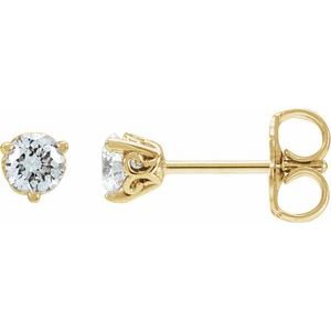14K Yellow Gold Round 3.5Mm Si1-Si2, Gh 1/3 Ctw Lab-Grown Diamond 3-Prong Scroll Friction Back Earrings