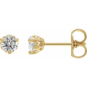 14K Yellow Gold Round 3.5Mm Si1-Si2, Gh 1/3 Ctw Lab-Grown Diamond 3-Prong Fleur-De-Lis Friction Back Earrings