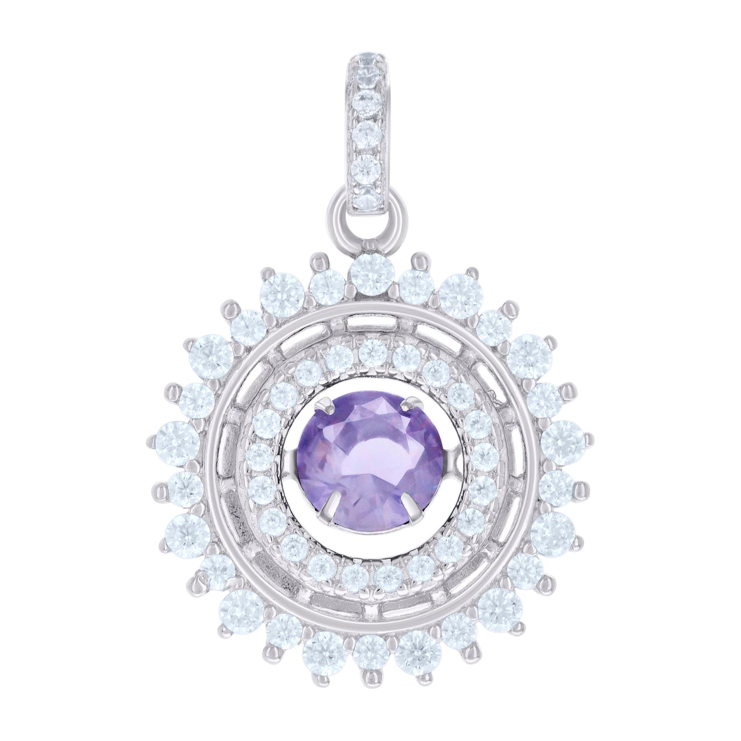 Sterling Silver Womens Cubic-Zirconia Fashion Charm Pendant