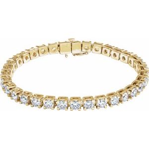 14K Yellow Gold Round 4.25Mm G-H Si1-Si2 10 Ctw Lab-Grown Diamond Line Bracelet, Length: 7.25 In