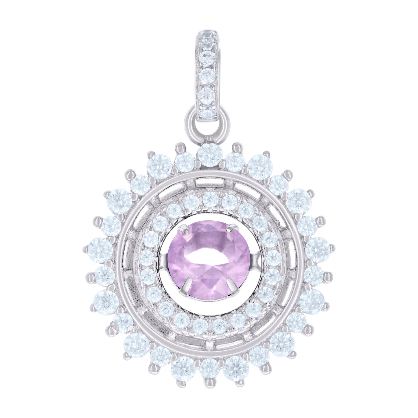 Sterling Silver Womens Cubic-Zirconia Fashion Charm Pendant