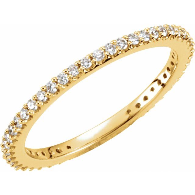 14K Yellow Or Rose Gold Round 1.2 Mm I1, H+ Polished 1/3 Ctw Natural Diamond Stackable Ring, Size 6