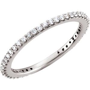 14K White Gold Round 1.2 Mm H+ I1 1/3 Ctw Natural Diamond Stackable Ring Size 6