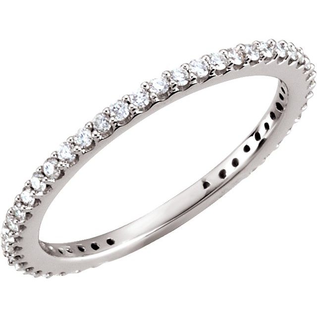 14K White Gold Round 1.2 Mm I1, H+ Polished 1/3 Ctw Natural Diamond Stackable Ring, Size 4