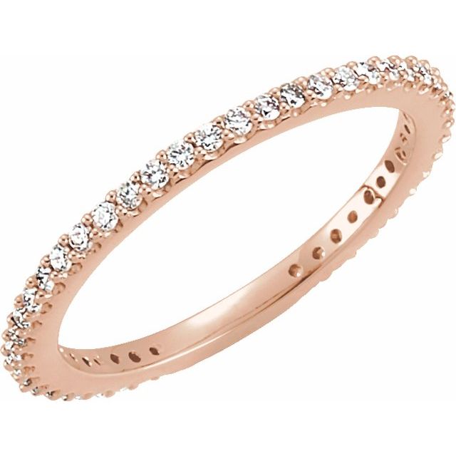 14K Yellow Or Rose Gold Round 1.2 Mm I1, H+ Polished 1/3 Ctw Natural Diamond Stackable Ring, Size 6