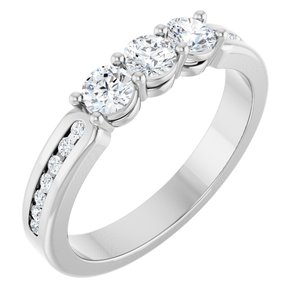14K White Gold Natural Diamond Round 3.5 Mm Natural Diamond Polished 1/2 Ctw Natural Diamond Anniversary Band Size 7