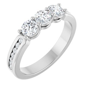 14K White Gold Lab-Grown Diamond Round 4 Mm Lab-Grown Diamond Polished 3/4 Ctw Lab Grown Diamond Anniversary Band Size 7