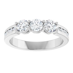 14K White Gold Lab-Grown Diamond Round 4 Mm Lab-Grown Diamond Polished 3/4 Ctw Lab Grown Diamond Anniversary Band Size 7