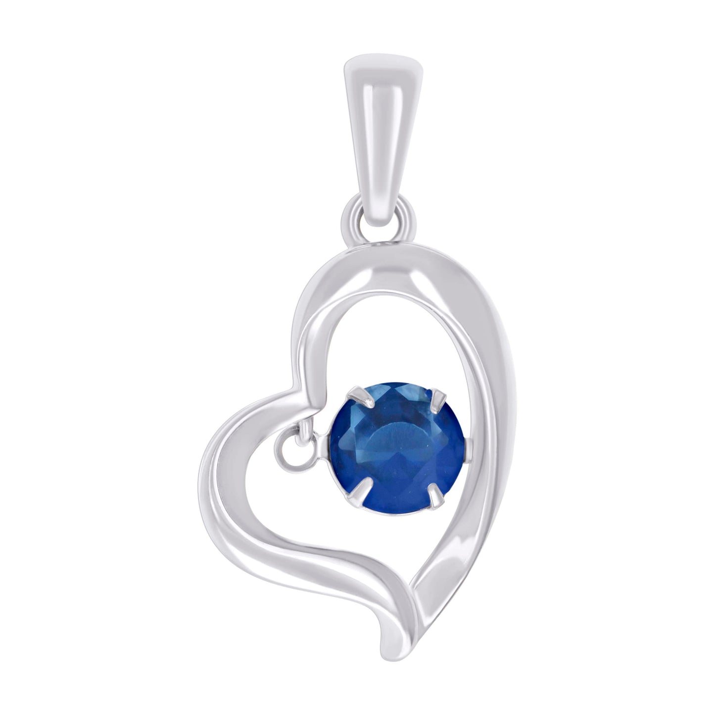 Sterling Silver Womens Cubic-Zirconia Heart Charm Pendant