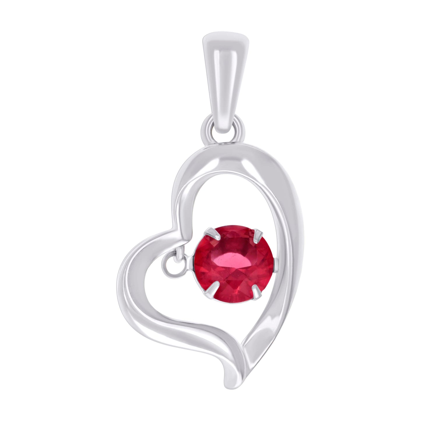 Sterling Silver Womens Cubic-Zirconia Heart Charm Pendant