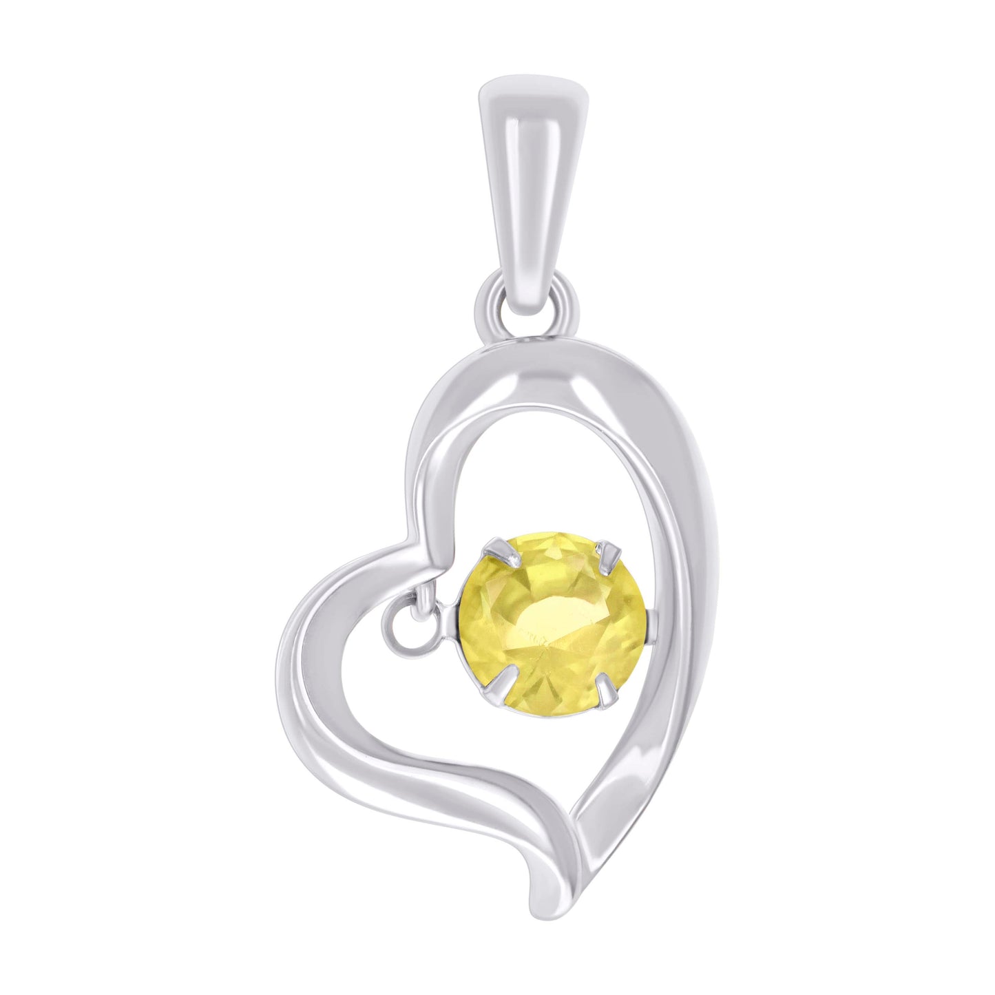 Sterling Silver Womens Cubic-Zirconia Heart Charm Pendant