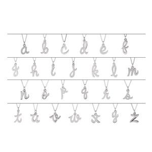 14K White Gold 16 In Polished Petite Initial Necklace