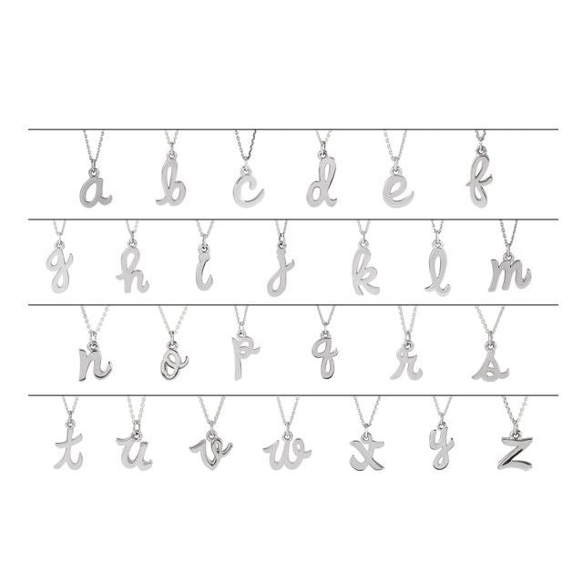 14K Yellow Or White Gold 16 In Polished Petite Initial Necklace
