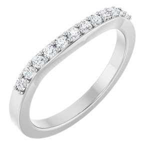 14K White Gold Round 1.7 Mm Polished 1/4 Ctw Natural Diamond Matching Band Size 7