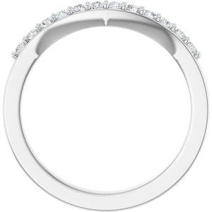 14K White Gold Round 1.7 Mm Polished 1/4 Ctw Natural Diamond Matching Band Size 7