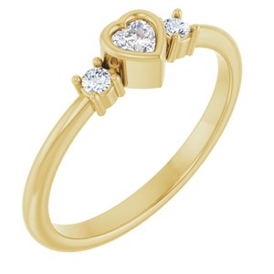 14K Yellow Gold Natural Diamond Heart 3 X 3 Mm Natural Diamond Polished 1/6 Ctw Natural Diamond Ring Size 7