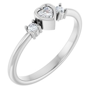 14K White Gold Natural Diamond Heart 3 X 3 Mm Natural Diamond Polished 1/6 Ctw Natural Diamond Ring Size 7