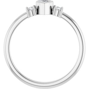 14K White Gold Natural Diamond Heart 3 X 3 Mm Natural Diamond Polished 1/6 Ctw Natural Diamond Ring Size 7