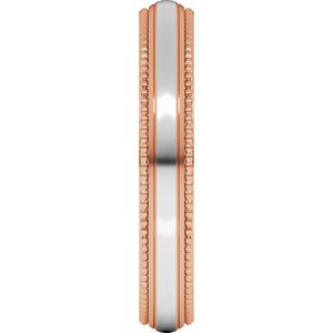14K Yellow Or White Or Rose Gold Half Round Milgrain Comfort-Fit Band