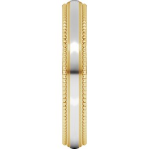 14K Yellow Or White Or Rose Gold Half Round Milgrain Comfort-Fit Band