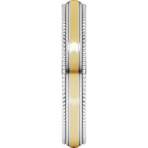 14K Yellow Or White Or Rose Gold Half Round Milgrain Comfort-Fit Band
