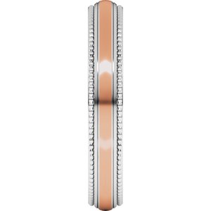 14K Yellow Or White Or Rose Gold Half Round Milgrain Comfort-Fit Band