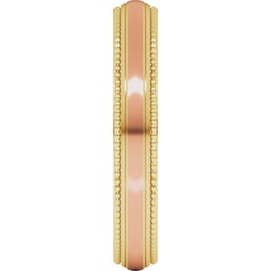 14K Yellow Or White Or Rose Gold Half Round Milgrain Comfort-Fit Band