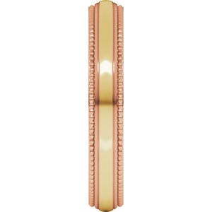 14K Yellow Or White Or Rose Gold Half Round Milgrain Comfort-Fit Band