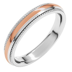 14K Yellow Or White Or Rose Gold Half Round Milgrain Comfort-Fit Band