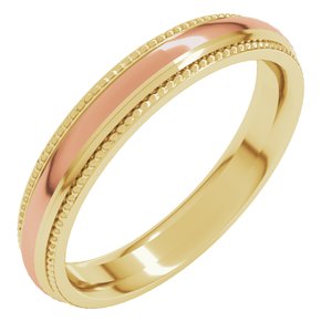 14K Yellow Or White Or Rose Gold Half Round Milgrain Comfort-Fit Band