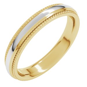 14K Yellow Or White Or Rose Gold Half Round Milgrain Comfort-Fit Band