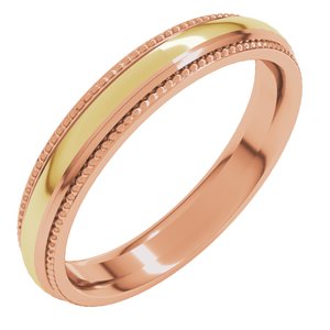 14K Yellow Or White Or Rose Gold Half Round Milgrain Comfort-Fit Band
