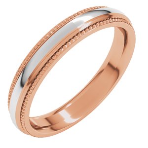 14K Yellow Or White Or Rose Gold Half Round Milgrain Comfort-Fit Band