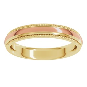 14K Yellow Or White Or Rose Gold Half Round Milgrain Comfort-Fit Band