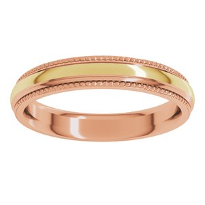 14K Yellow Or White Or Rose Gold Half Round Milgrain Comfort-Fit Band
