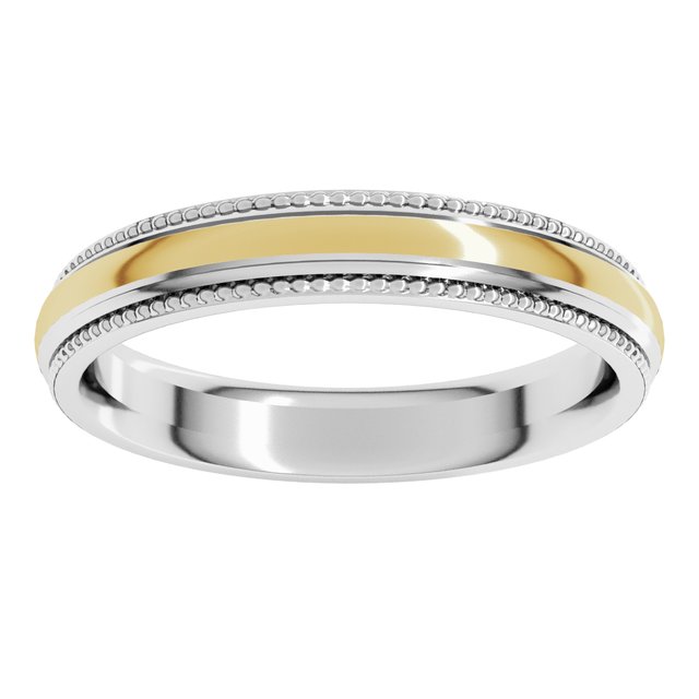 14K White/Yellow Or Yellow/White Gold Standard Half Round Milgrain Comfort-Fit Band