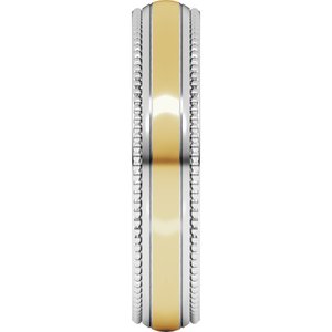 14K Yellow Or White Or Rose Gold Half Round Milgrain Comfort-Fit Band