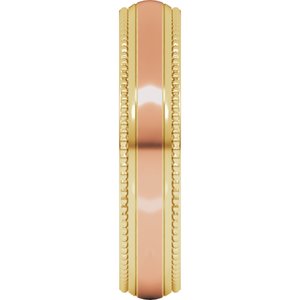 14K Yellow Or White Or Rose Gold Half Round Milgrain Comfort-Fit Band