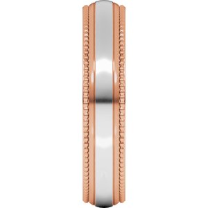 14K Yellow Or White Or Rose Gold Half Round Milgrain Comfort-Fit Band