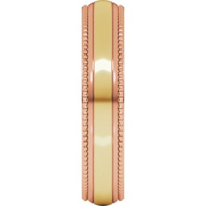 14K Yellow Or White Or Rose Gold Half Round Milgrain Comfort-Fit Band