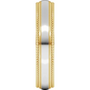 14K Yellow Or White Or Rose Gold Half Round Milgrain Comfort-Fit Band