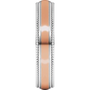 14K Yellow Or White Or Rose Gold Half Round Milgrain Comfort-Fit Band
